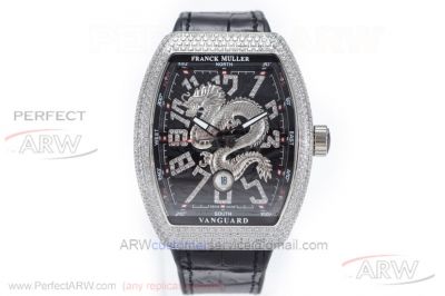 FMS Factory Franck Muller V45 Vanguard Black Dragon Dial Diamond Case Automatic Watch